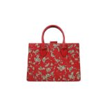 Gucci Hibiscus Red Arabesque Supreme GG Top Handle Tote