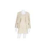 Chanel Yellow Boucle Jacket And Dress Suit - Size 38