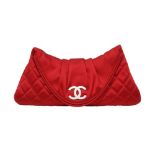 Chanel Red Quilted Half Moon Clutch