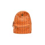 MCM Orange Stark Studded Large Backpack