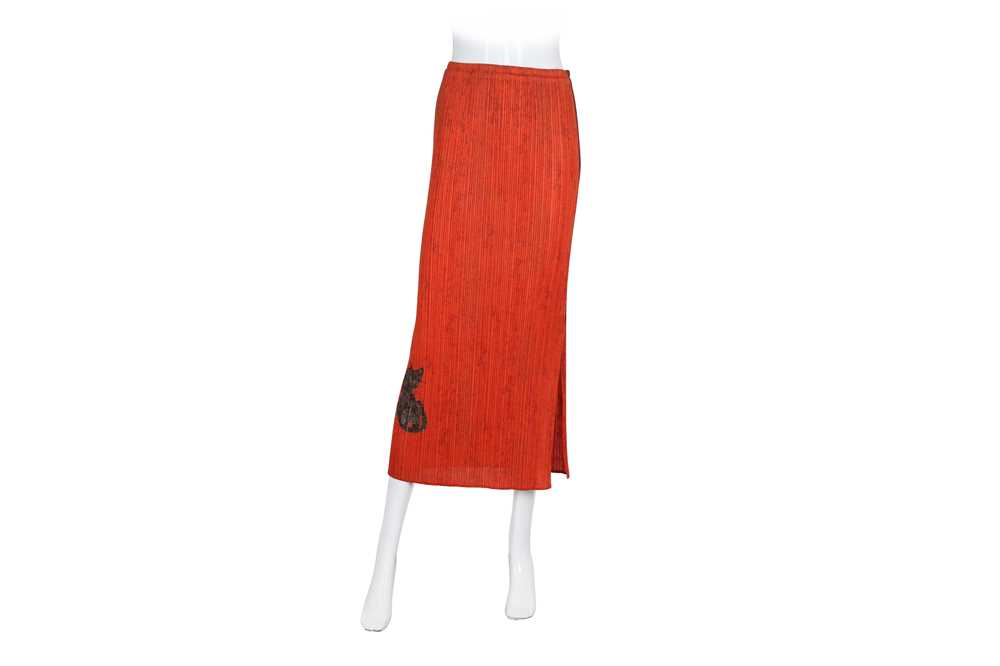 Pleats Please Issey Miyake Orange Print Skirt - Size 5