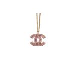 Chanel Pink Crystal CC Logo necklace