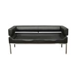 A CONTEMPORARY BLACK LEATHER SOFA