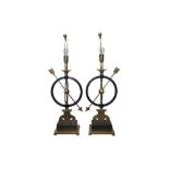 PAOLO MOSCHINO FOR NICHOLAS HASLAM, A PAIR OF ARMILLARY STYLE TABLE LAMPS, CONTEMPORARY