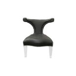 A CONTEMPORARY BLACK OSTRICH LEATHER BOW BACK SINGLE CHAIR