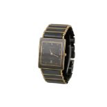 A LADIES RADO GOLD PLATED AND CERAMIC QUARTZ BRACELET WATCH