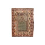 AN ANTIQUE SILK PANDERMA PRAYER RUG, TURKEY