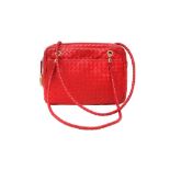 Bottega Veneta Lipstick Red Intrecciato Shoulder Bag