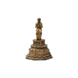 A JAPANESE GILT-WOOD BUDDHIST FIGURE.