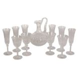 A PART SET OF ST LOUIS CRYSTAL 'TOMMY' DRINKING GLASSES AND DECANTER
