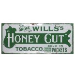 A WILLS'S HONEY CUT TOBACCO ENAMEL SIGN