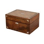 A VICTORIAN WALNUT VANITY BOX, 19TH CENTURY