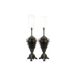 A PAIR OF AUSTRIAN SPELTER TABLE LAMPS BY RUDOLF DITMAR, LATE 19TH CENTURY