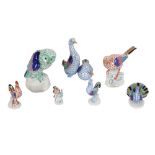 A GROUP OF HEREND FISHNET PORCELAIN ANIMALS
