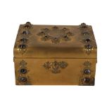 BRASS AND CABOCHON HUMIDOR WITH CIGARS