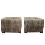 A PAIR OF CONTEMPORARY LEATHER OTTOMAN STOOLS,