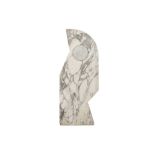 A VEINED WHITE MARBLE ABSTRACT SCULPTURE