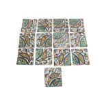 A SET OF THIRTEEN LATE NINETEENTH TO EARLY TWENTIETH CENTURY NORTH AFRICAN POTTERY TILES