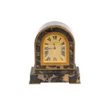 A TIFFANY AND CO. BROWN MARBLE AND GILT METAL MANTEL CLOCK