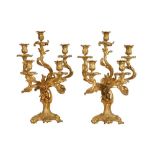 A PAIR OF ROCOCO REVIVAL ORMOLU CANDELABRA, 19TH CENTURY