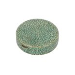 A CIRCULAR BRASS SHAGREEN CLAD COMPACT