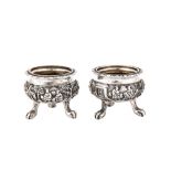 A pair of late 19th / early 20th century Chinese Export silver salts, Canton circa 1900 retailed by