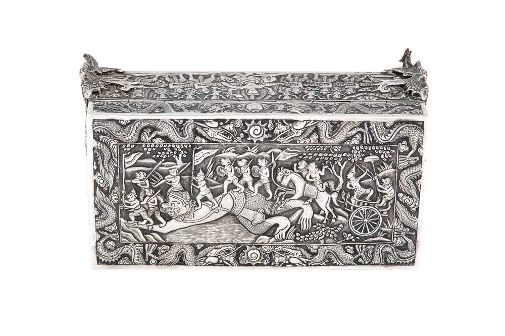A late 19th / early 20th century Chinese Export (Thai or Cambodian) silver casket, circa 1900 by Bao - Image 2 of 7