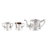 A good early 20th century Chinese Export silver three-piece tea service, Canton circa 1900 by Yu Dec