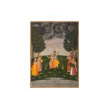 AN ILLUSTRATION FROM A GITA GOVINDA: A KRISHNA LILA SCENE Awadh (Oudh), Northern India, mid to late