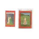 TWO STANDING PORTRAITS OF INDIAN MAIDENS Possibly Bundi, Rajasthan, North-Western India, late 19th -