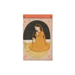 A LADY SMOKING ON A TERRACE Chamba, Himachal Pradesh, Northern India, ca. 1800 - 1820