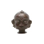 A BRONZE HEAD OF AN INDIAN MAIDEN Possibly West Bengal, Eastern India, 20th century