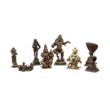 EIGHT DEVOTIONAL COPPER ALLOY STATUETTES OF HINDU DEITIES India, 18th and 19th centuries