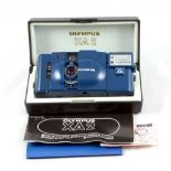 A "City Blue" Olympus XA2 Compact Camera.