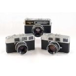 Group of Three Olympus Rangefinder Cameras.