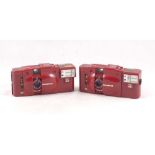 A Pair of "Heart Red" Olympus XA3 Compact Cameras.