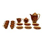 A CARLTON WARE ROUGE ROYALE COFFEE SET, CIRCA 1940s