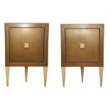 A CONTEMPORARY PAIR OF BRONZE-TONE CUPBOARDS