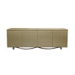 A CONTEMPORARY WOODEN CORRUGATED EFFECT SIDE BOARD