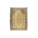 A FINE PART SILK QUM PRAYER RUG , CENTRAL PERSIA