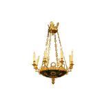 AN EMPIRE STYLE GILT METAL CHANDELIER, EARLY TO MID 20TH CENTURY