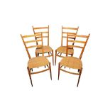 AFTER CHIAVARI (ITALIAN) A SET OF FOUR 'SPINETTO' STYLE FRUITWOOD LADDER BACK CHAIRS
