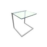 A CONTEMPORARY CHROME CANTILEVER SIDE TABLE