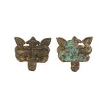 A PAIR OF CHINESE GILT-BRONZE 'BEAST MASK' FITTINGS