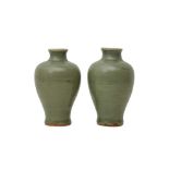 A PAIR OF CHINESE LONGQUAN CELADON VASES, MEIPING
