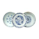 THREE CHINESE BLUE AND WHITE DISHES