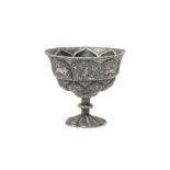 A RARE CHINESE SILVER 'GAME' STEM CUP