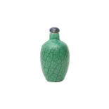 A CHINESE APPLE-GREEN CRACKLE-GLAZED SNUFF BOTTLE