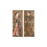 UNKNOWN ARTIST A pair of full-length portraits of a couple