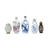 A GROUP OF FIVE CHINESE SNUFF BOTTLES